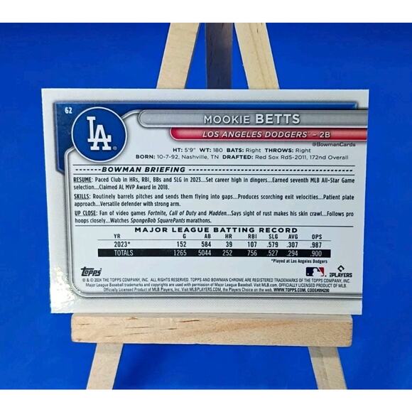 2024 Bowman Chrome - Mookie Betts #62 Mojo Refractor - Picture 6 of 6